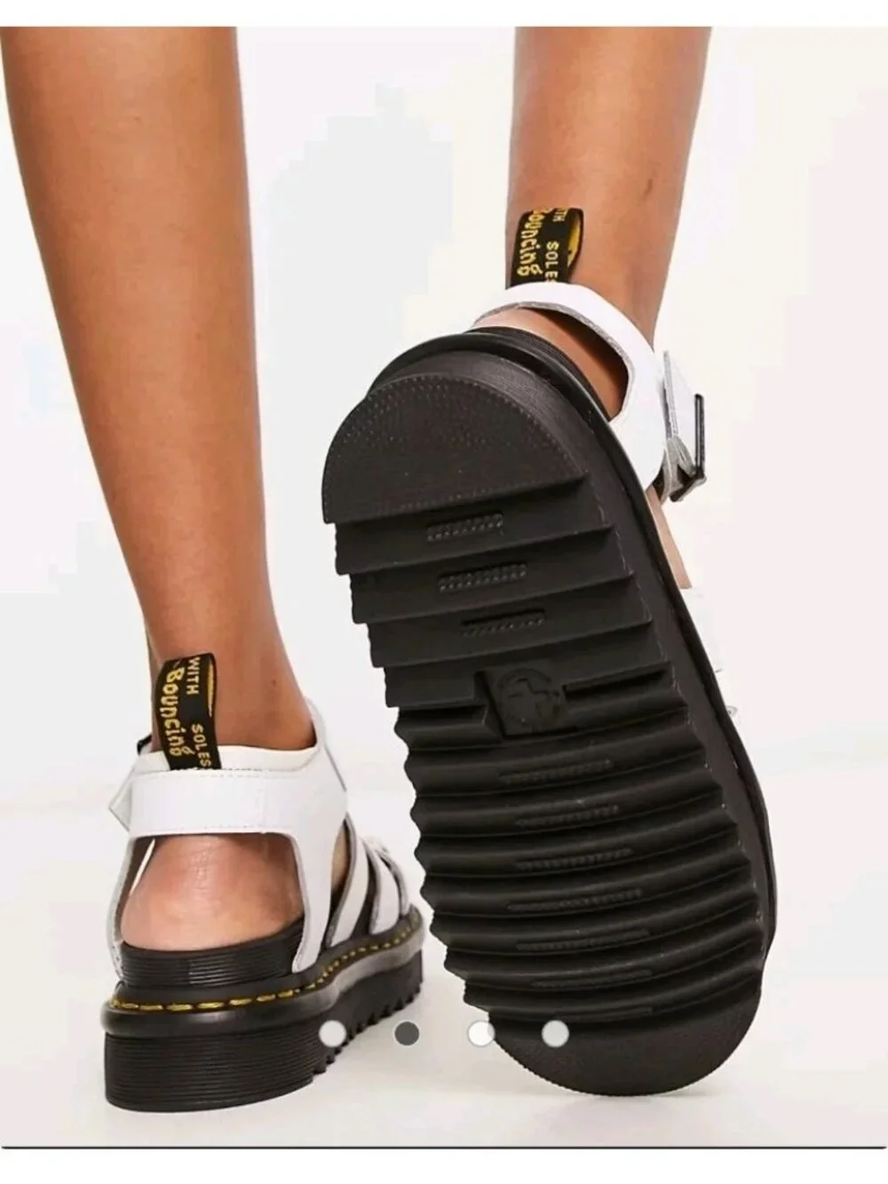 Dr Martens Blaire Women US Size 8 White Leather Sandal Gladiator Platform Chunky - Picture 9 of 11